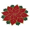 thumbnail image 1 of Holiday Christmas Embroidered Placemats Double Layer Applique Red Flower Design for Home Dining Table, 1 of 4