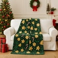thumbnail image 1 of Holiday Christmas Fleece Throw Blanket- 60 x 50 Plush Green, Gold Gingerbread Men, Stars & Candy Cane Design Cozy Accent for Sofa Couch Chair Bed or Dorm, 1 of 4