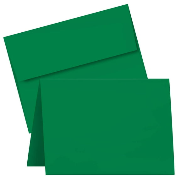 Holiday Christmas Green Blank 5x7 Greeting Cards with Green A7 Envelopes (25 Per Pack)