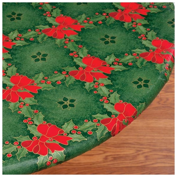 Holiday Christmas Holly & Ribbons Elastic Table covers