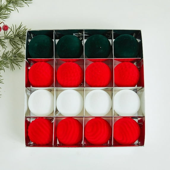 Holiday Christmas Ornaments - Flocked Decorative Balls for Xmas Tree Indoor Outdoor Home Decorations, Christmas Gift Ideas for Everyone, Festive Party Supplies and Decor Items (Mixed Styles)