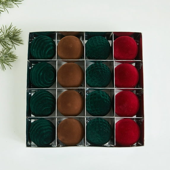 Holiday Christmas Ornaments - Flocked Decorative Balls for Xmas Tree Indoor Outdoor Home Decorations, Christmas Gift Ideas for Everyone, Festive Party Supplies and Decor Items (Mixed Styles)