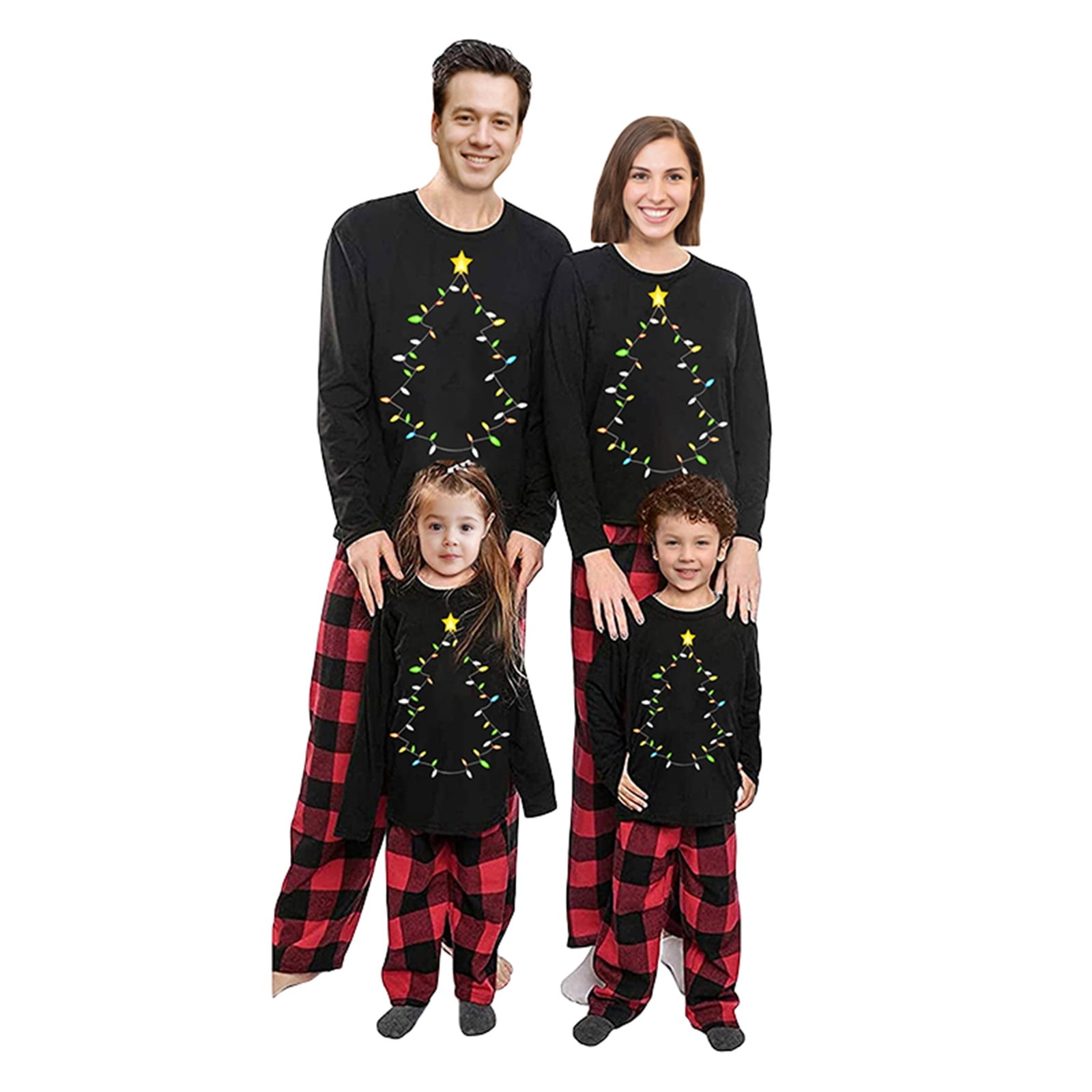 Holiday Christmas Pajamas Family Matching Pjs Set Xmas Tree Printed