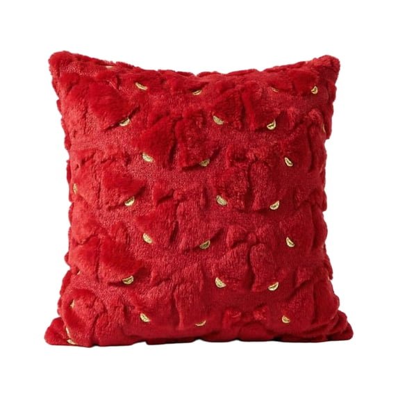 Holiday Christmas Pillow Cover 18x18 Inches, Plush Decorative Bell Pillow Case, Cushion Sleeve for Sofa Couch & Party Decor