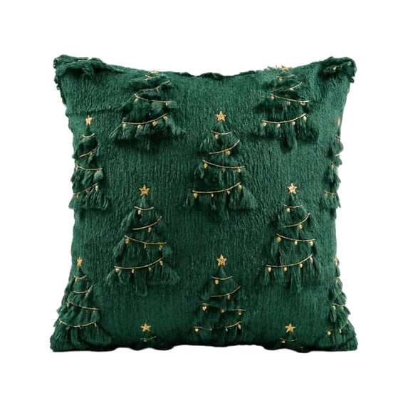 Holiday Christmas Pillow Cover 18x18 Inches, Plush Decorative Christmas Tree Pillow Case, Cushion Sleeve for Sofa Couch & Party Decor