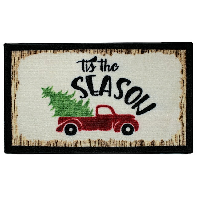 Holiday Christmas Printed Kitchen Rug 18x30 DShape, Tis The Season