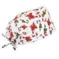 thumbnail image 1 of Holiday Christmas Red & White Candy Cane Scrub Cap Hat, 1 of 2
