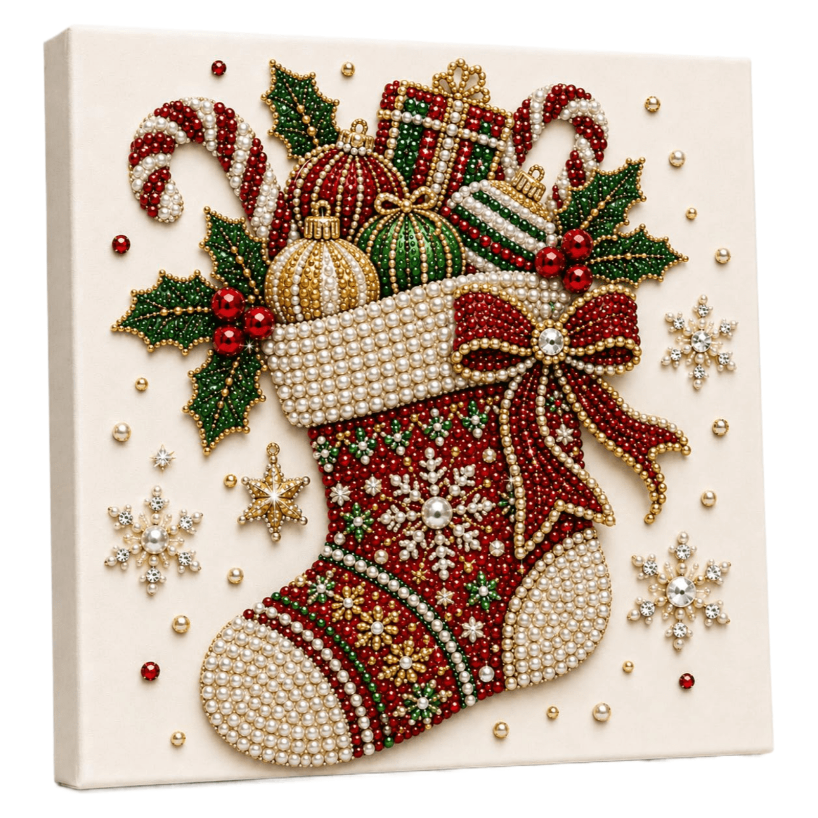Holiday Christmas Stocking Pearl Bead Diamond Art Kit for Adults, Candy ...