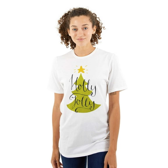 Holiday Christmas Tree Holly Jolly Women's Graphic T Shirt Tees Brisco Brands S