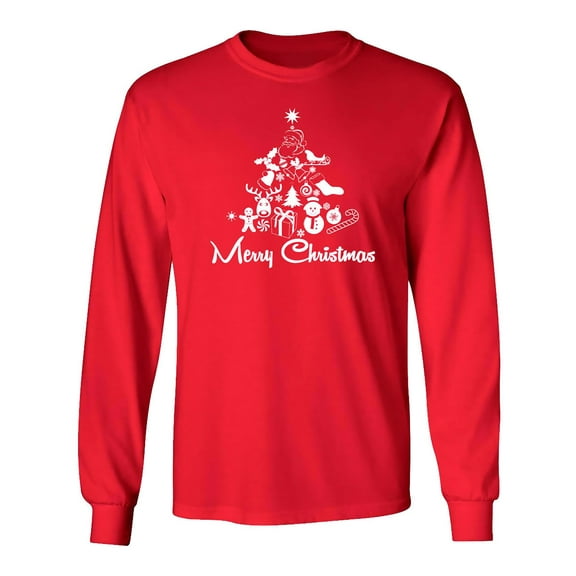 Holiday Christmas Tree-Merry Christmas Long Sleeve T-Shirt