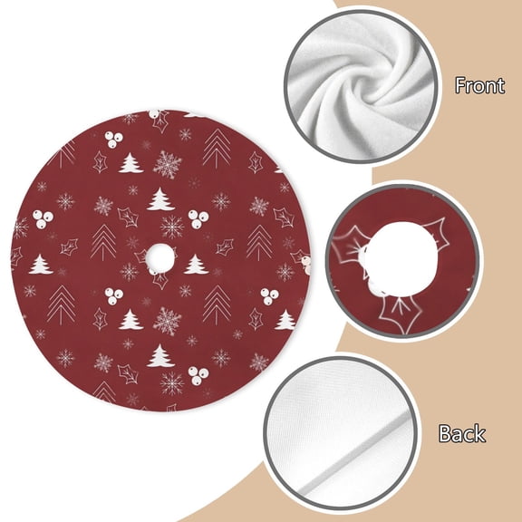 Holiday Christmas Tree Skirt | Red Forest | Traditional Rustic Round 48x48 Inch Home Decor
