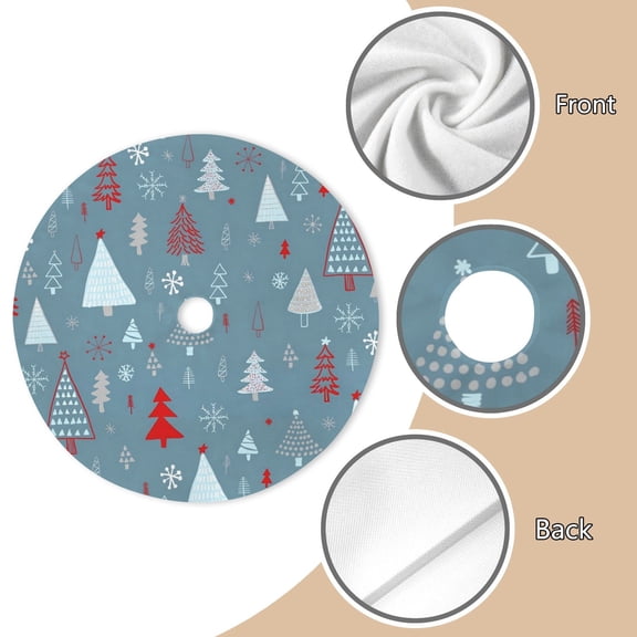 Holiday Christmas Tree Skirt | Slate Forest | Traditional Rustic Round 48x48 Inch Home Decor