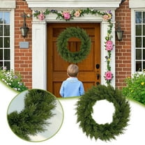 Holiday Christmas Wreath for Front Door Real Touch Pine Garland Wreath, Realistic Greenery Decor for Indoor Outdoor Home, Window,Mantel,Xmas Winter Seasonal Decorations,Green Leaves Wreath