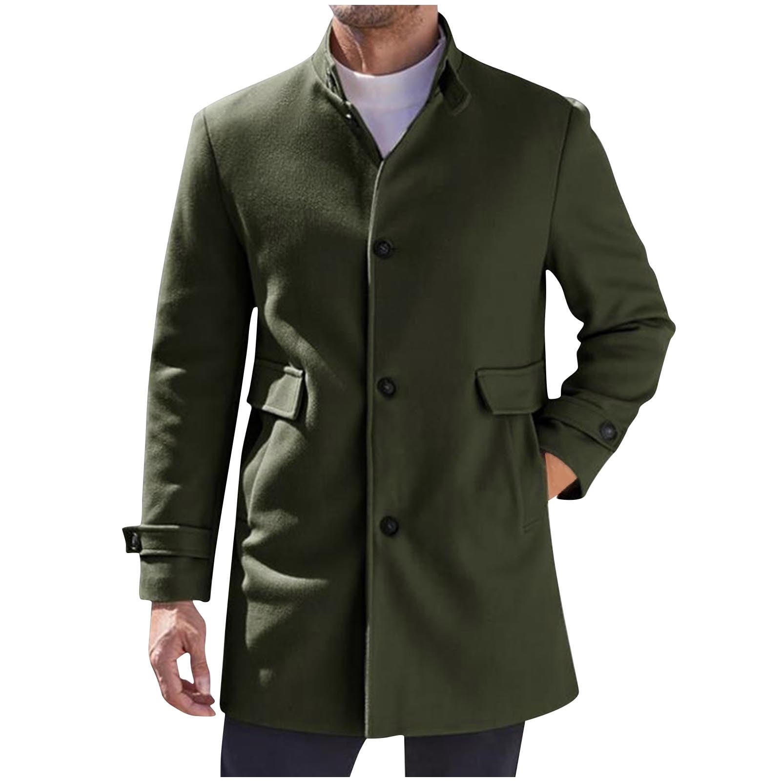 Holiday Clearance! AIEOTT Mens Stand Collar Trench Coat Big and