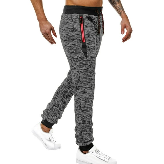 Holiday Clearance! AIEOTT Mens Sweatpants with Zipper Pockets Elastic Bottom Athletic Pants Drawstring Joggers Pants Warm Winter Sweat Pants
