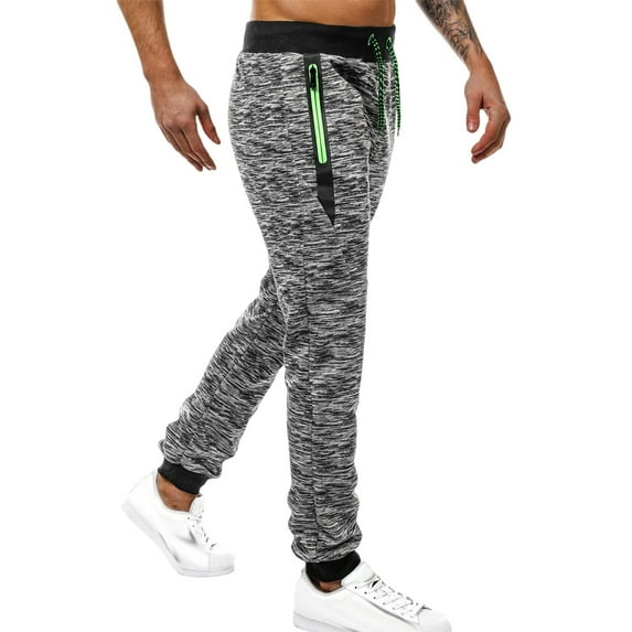 Holiday Clearance! AIEOTT Mens Sweatpants with Zipper Pockets Elastic Bottom Athletic Pants Drawstring Joggers Pants Warm Winter Sweat Pants