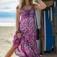 thumbnail image 1 of Holiday Clearance! Ashirexll Dresses for Women Summer Fashion Bohemian Casual Lace-up Long Printed Dress Womens Dresses Purple Dress XXL, 1 of 6