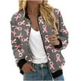 thumbnail image 1 of Holiday! ChaoHeng Womens Jackets Lightweight Plus Size Oversized,Women's Printed Cardigan Jacket Zippered Jacket Long Sleeved Casual Jacket Jacket(Pink,S), 1 of 5