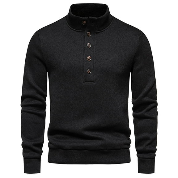 Umfun Christmas Gifts Shirts for Mens Casual Pullover Solid Long Sleeve Turtleneck Sweater Tops Blouse Black XL