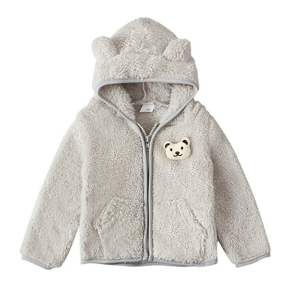 Holiday Clearance Gift Sets! Pejock Toddler Kids Baby Boys Girls Fashion Cute Solid Color Keep Warm Zipper Bear Ear Hooded Jacket Coat Toddler Girls Boys Fleece Hoody Jacket
