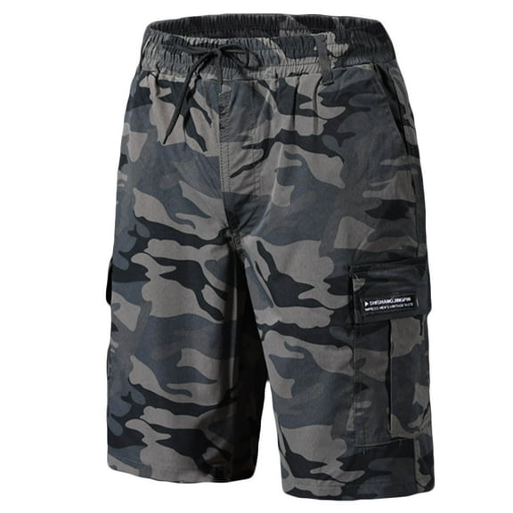 HomeGardon Shorts Men Casual,Mens Shorts Plus Size,Men's Loose and Comfortable Leisure Pocket Lace-up Camouflage Sports Beach Shorts,M-XXXXL