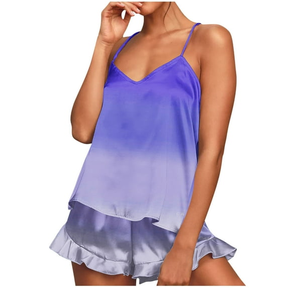 Iyufng Womens Cami Pajama Sets,Loungewear Camisole Pajamas Set,Lounge Outfits Sleeveless Printed Thin Camisole Pajamas Cami Shorts Set Nightwear,Pajama Sets for Women 2 Piece,S-XXL