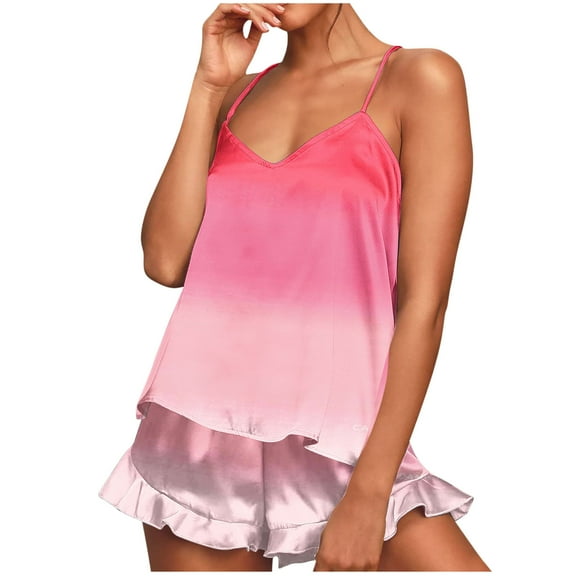 Iyufng Womens Cami Pajama Sets,Loungewear Camisole Pajamas Set,Lounge Outfits Sleeveless Printed Thin Camisole Pajamas Cami Shorts Set Nightwear,Pajama Sets for Women 2 Piece,S-XXL
