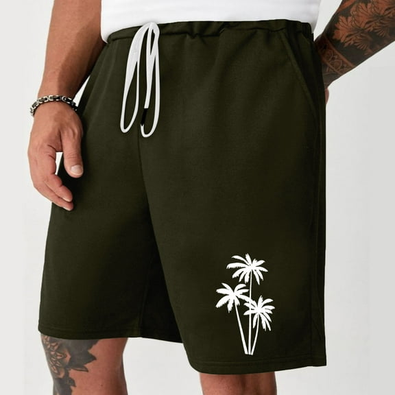 Mens Gym Shorts Men's Lace-up Elastic Waist Pocket Exercise Fitness Home Half Shorts Pants