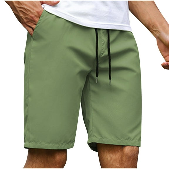 Holiday Clearance Mens Summer Shorts Men's Summer Solid Color Straight Leg Shorts Cropped Shorts Casual Sports Shorts M, Green