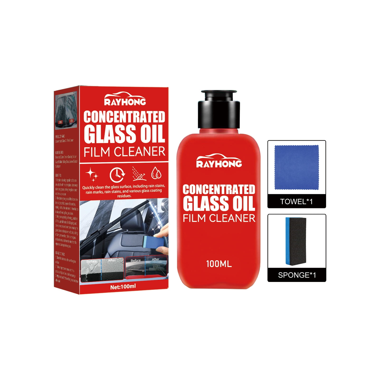 Holiday Clearance! VWRXBZ Concentrated Glass Oil Film Cleaner, Non