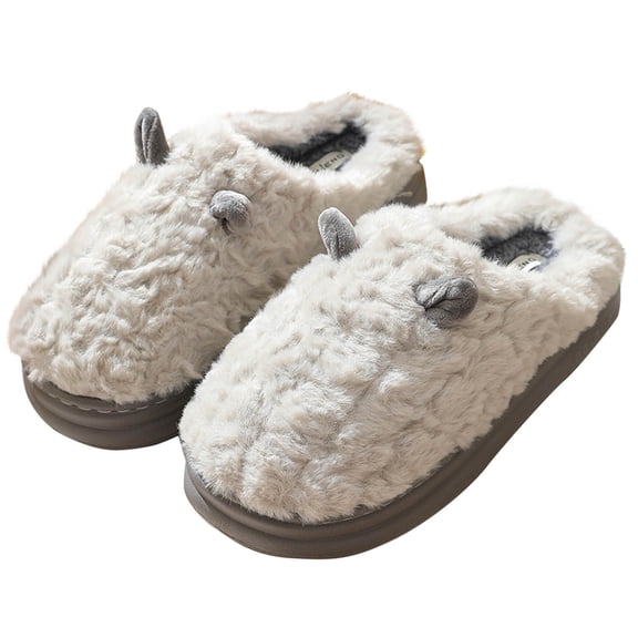 Holiday Clearance! ZVNAΖH Fuzzy House Slippers for Women Anti-Skid Sole Comfortable Fall Winter Warm Slippers Gifts for Women Household
