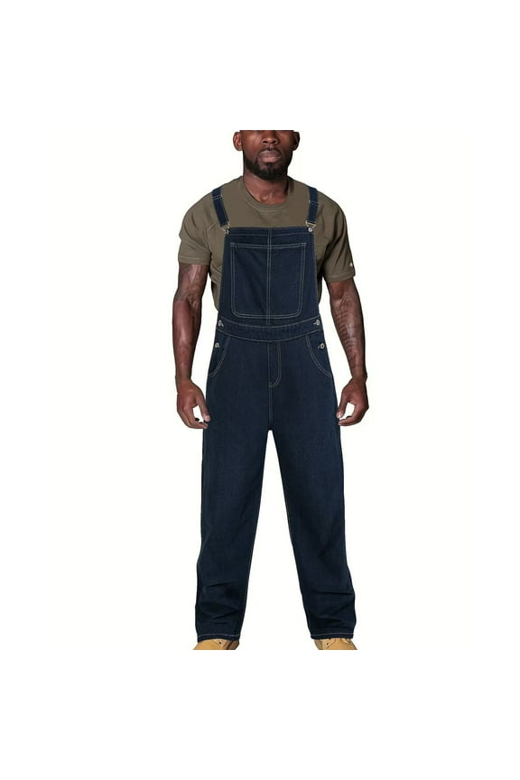 Holiday Clearance! ZVNAΖH Light Wash Denim Overalls for Men Overalls Slim Fit Workwear Jumpsuit with Adjustable Straps