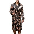 thumbnail image 1 of Holiday Clearance! ZVNAΖH Men's Silk Feeling Bathrobes Long Sleeve Satin Kimono Robe Sleepwear Printed Bathrobes, 1 of 9
