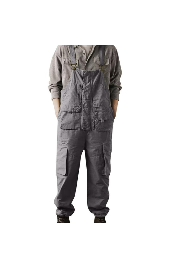 Holiday Clearance! ZVNAΖH Men's Work Bib Overalls Loose Fit Workwear Dungarees Sloppy Coveralls with Adjustable Straps and Big Pockets