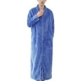 thumbnail image 1 of Holiday Clearance! ZVNAΖH Men's Zip Up Robe Flannel Bathrobe Soft Plush Robes Casual Winter Housecoat Solid Dressing Gown, 1 of 3