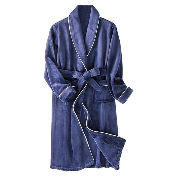Holiday Clearance! ZVNAΖH Mens Fleece Robe, Short Cozy Plush Robes for Winter Soft Shawl Collar Warm Spa Bathrobe