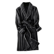 Holiday Clearance! ZVNAΖH Mens Fleece Robe, Short Cozy Plush Robes for Winter Soft Shawl Collar Warm Spa Bathrobe