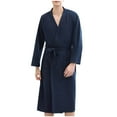 thumbnail image 1 of Holiday Clearance! ZVNAΖH Mens Lightweight Waffle Knit Robe Soft Kimono Spa Bathrobes Knee Length Summer Robes, 1 of 4