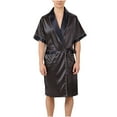 thumbnail image 1 of Holiday Clearance! ZVNAΖH Mens Silk Robe Short Sleeve Belted Kimono Bathrobe Satin Sleepwear Loungewear with Pockets, 1 of 6