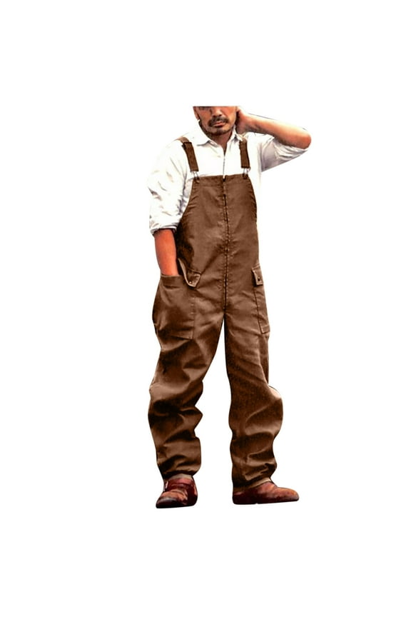 Holiday Clearance! ZVNAΖH Overalls for Men, Mens Relaxed Fit Overall Midweight Workwear with Adjustable Straps and Convenient Tool Pockets