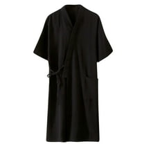 Holiday Clearance! ZVNAΖH Robes for Men Soft Short Sleeve Wrap Lounge Bathrobe Gauze Crepe Nightwear for Spas Shower