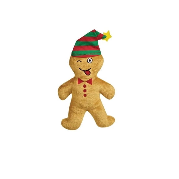 Holiday Clove Scented Emoji Expression Plush Gingerbread Man Toy for Dogs (Wacky)