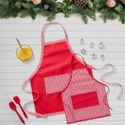 Holiday Collection Red Stripe 2-Piece Polycotton Adult and Kids Apron Set