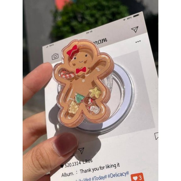 Holiday Cookie MagSafe Grip Festive Gingerbread Girl with Bow Design