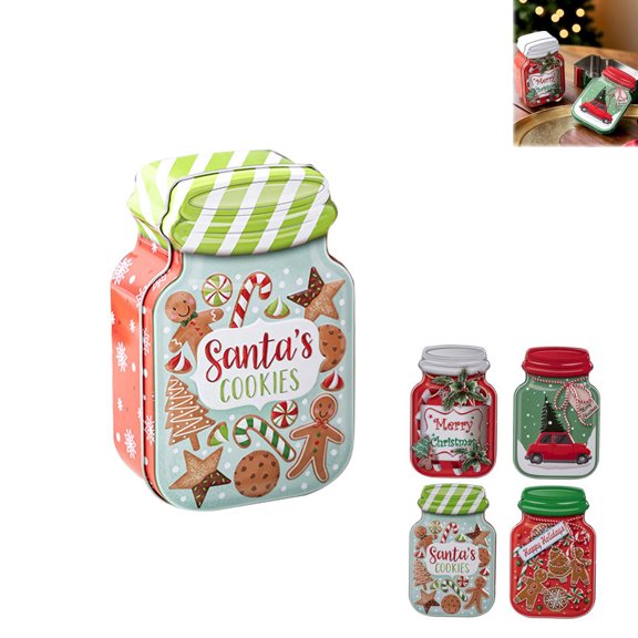 Holiday Cookie Tins with Lids,Small Christmas Metal Tin Containers for Gift Giving & Holiday Treats,Cute Containers To Share Delicious Homemade Cookies, Candy Or Cupcakes With Friends & Family