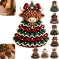 thumbnail image 1 of Holiday Craft Set Diy Crochet Kit For Beginners Animal Christmas Tree Ornament Project For Shelf And Tabletop Display,Highland Cow, 1 of 7