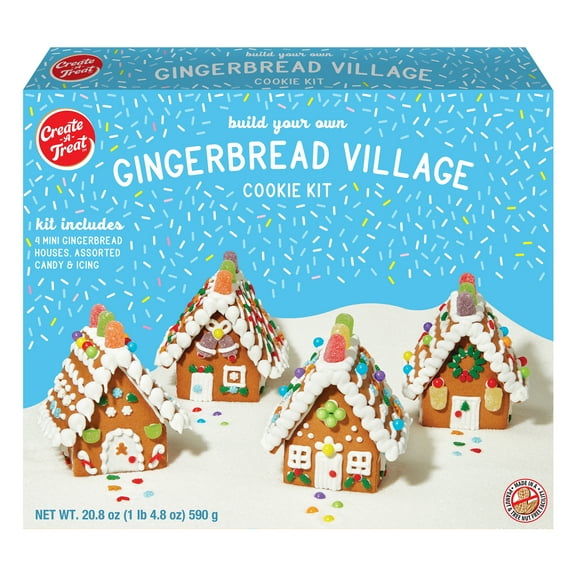 Holiday Create A Treat Gingerbread Village Cookie Kit, 20.8 oz, 1 Count New, Regular, Baked, Shelf-Stable