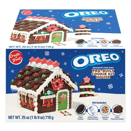 Holiday Create A Treat OREO Pre-Built Cookie House Kit, Regular Size 25.03 oz, 1 Count Per Pack