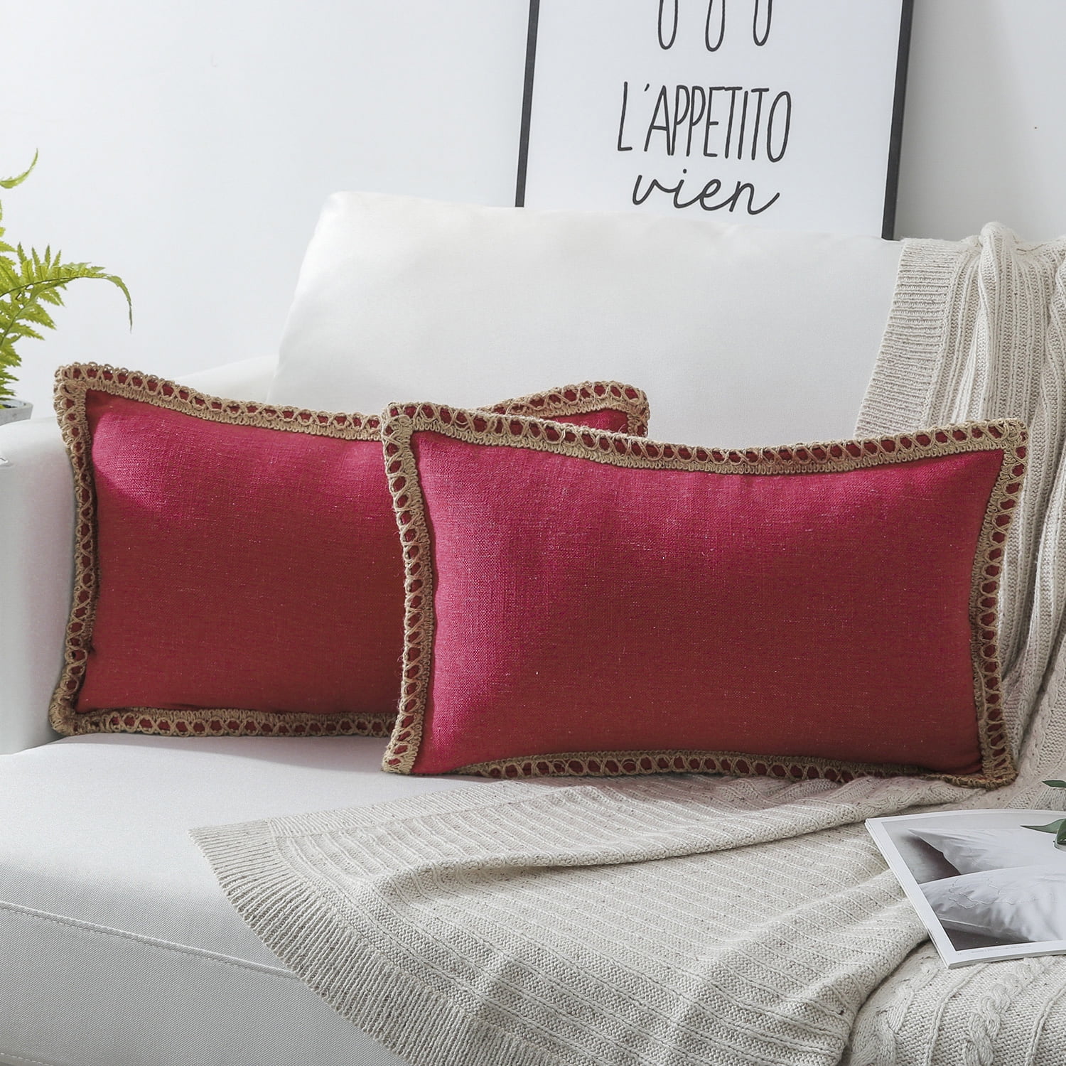 Holiday Deal Selection Phantoscope Farmhouse Burlap Linen Tailored Edge ...