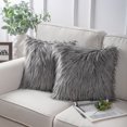thumbnail image 1 of Holiday Deal Selection Phantoscope Plush Faux Fur Decorative Throw Pillow Cover for Bed and Couch, 18" x 18", Gray, 2 Pack, 1 of 3